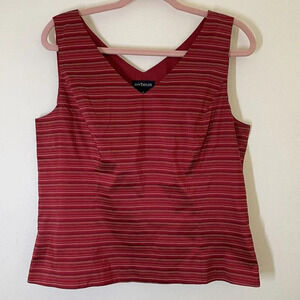 ANN TAYLOR Womens Size 14 Sleeveless Red Silk V Neck Tank Top Shirt Party Career